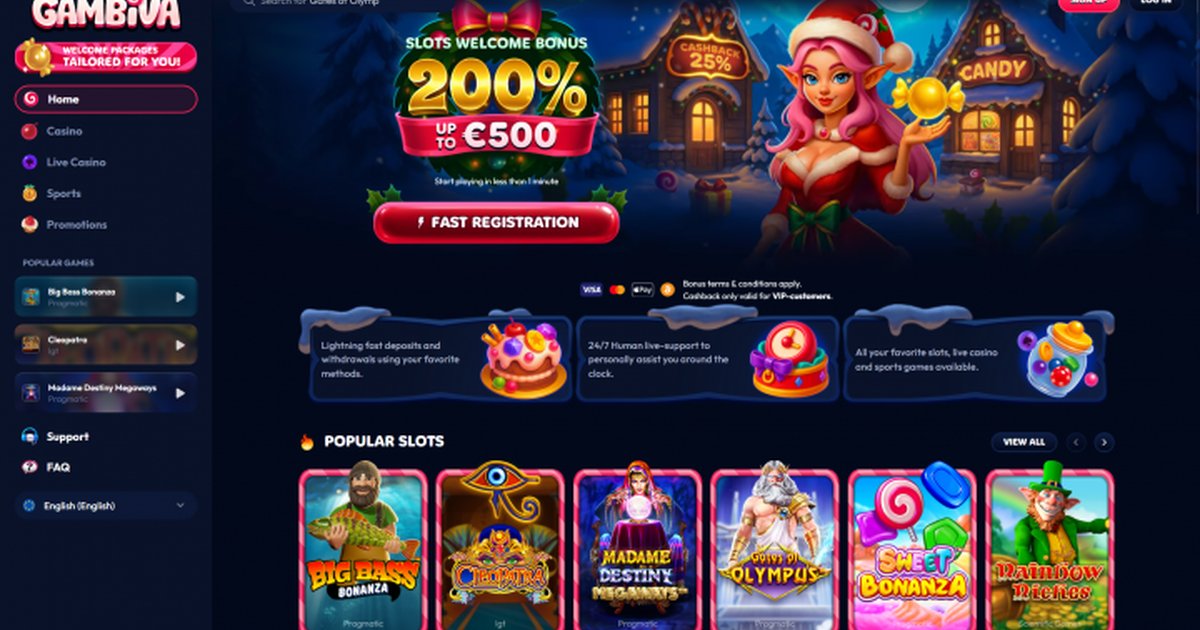 Gambiva Casino bonus et catalogue de jeux
